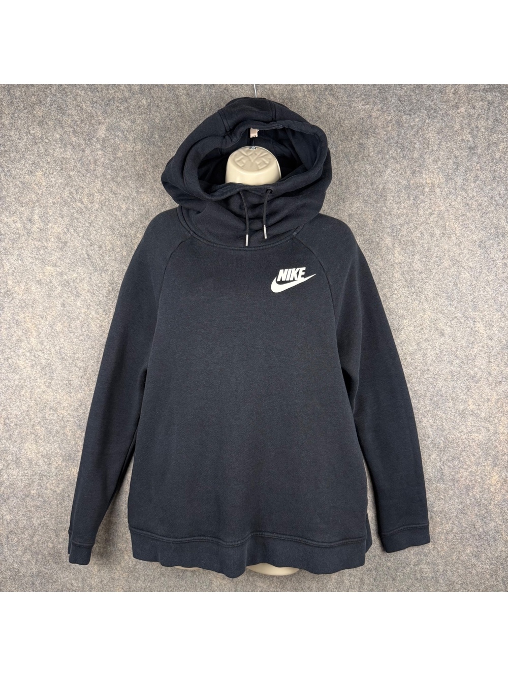 Nike Sportswear Essential Funnel Neck Hoodie Pockets Black Women Large 399